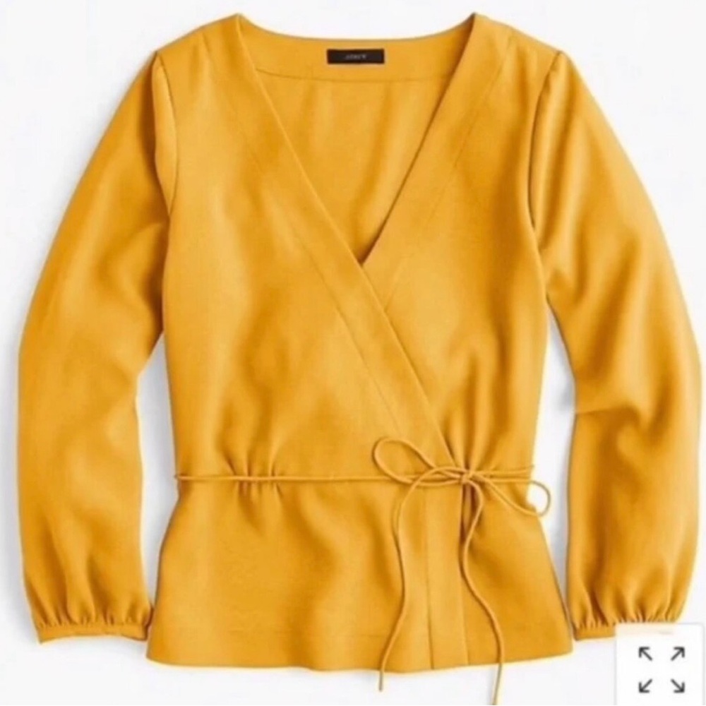 J Crew Yellow Faux Wrap Top Blouse